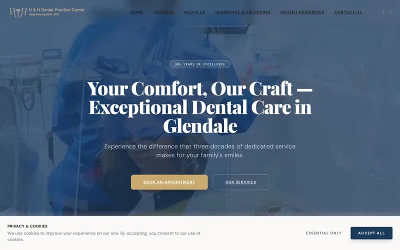 Screenshot of H&H Dental Center website